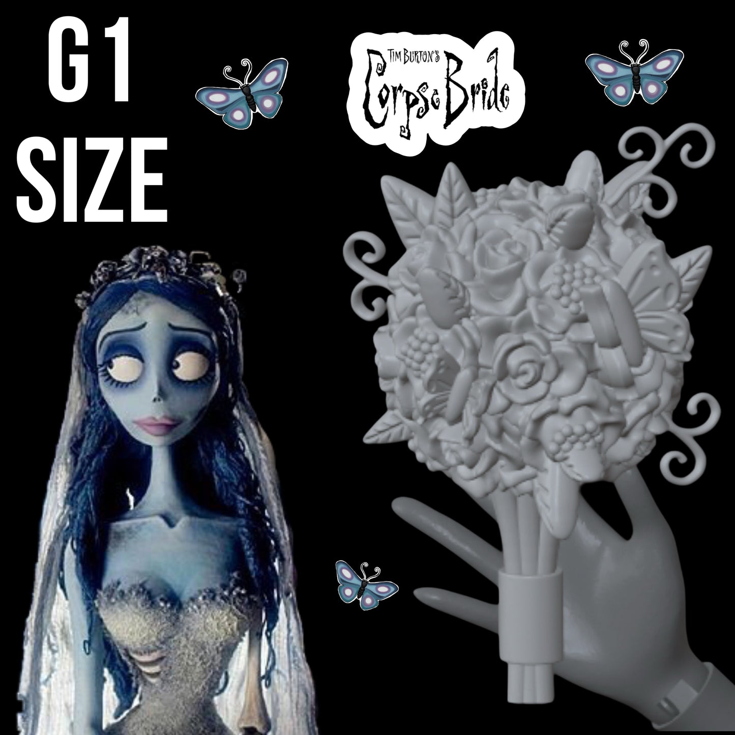 Skullector Corpse Bride Emily Inspired Flower Bouquet