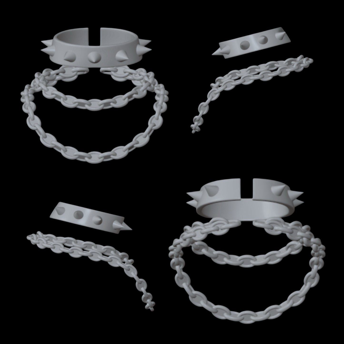 Luna Bones Spiked Choker & Chained Necklace Set