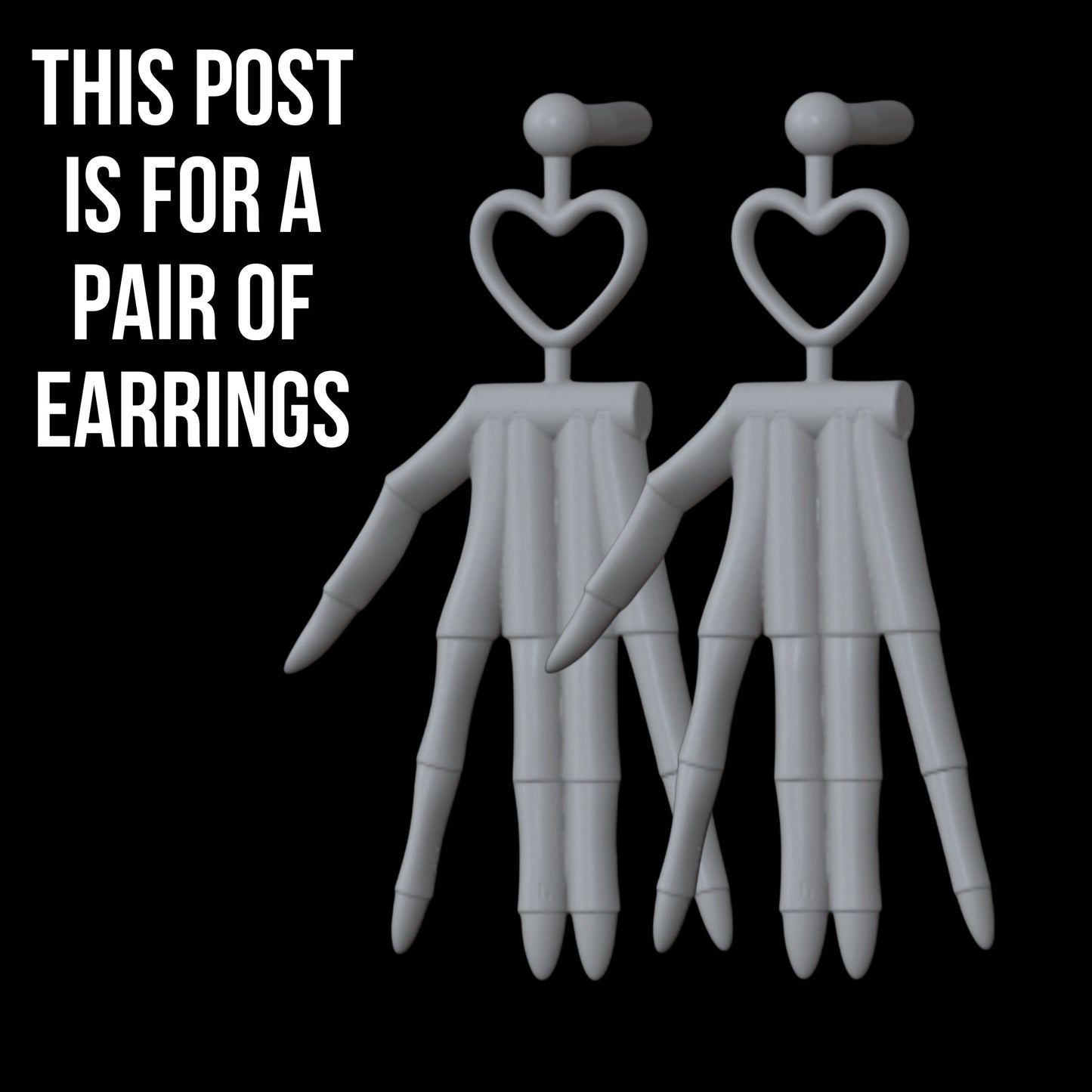 Luna Bones Heart Skeleton Hands Earrings
