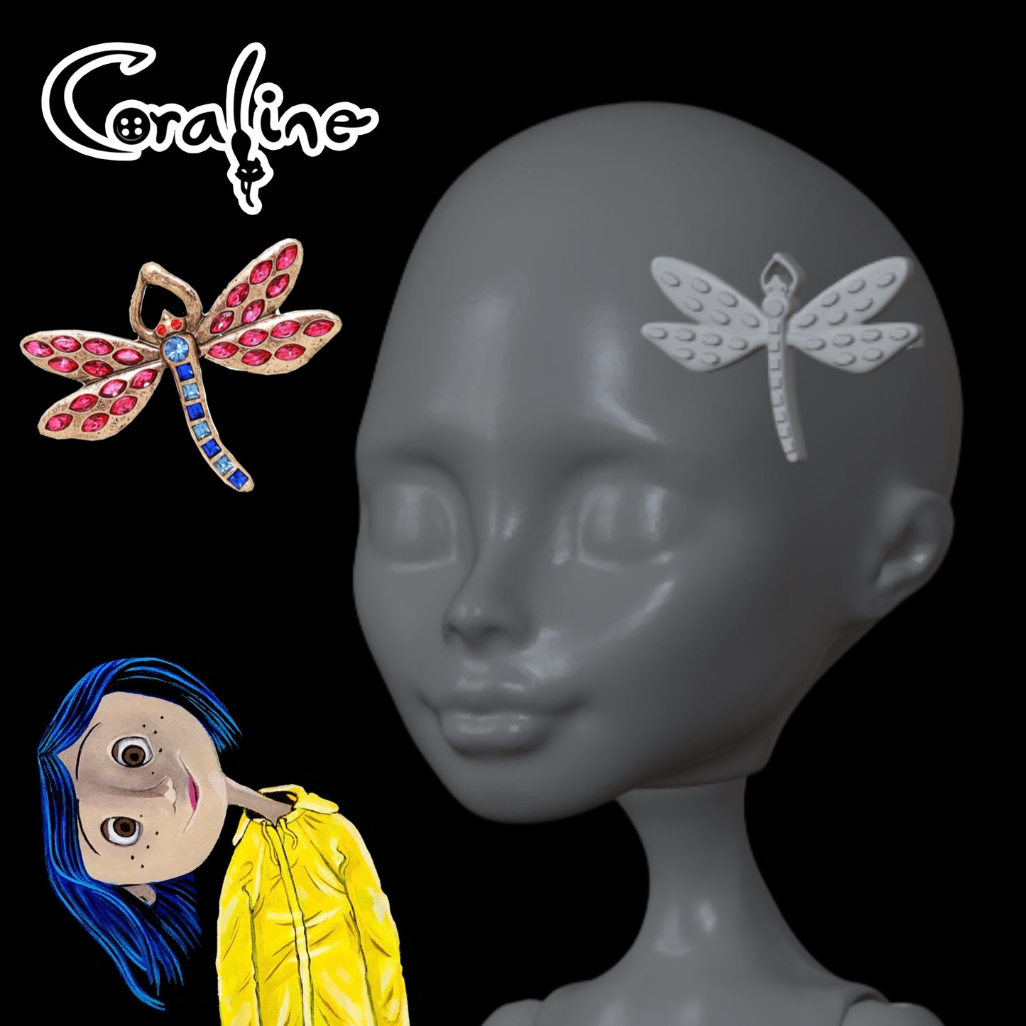 Skullector Inspired Coraline Hairclip