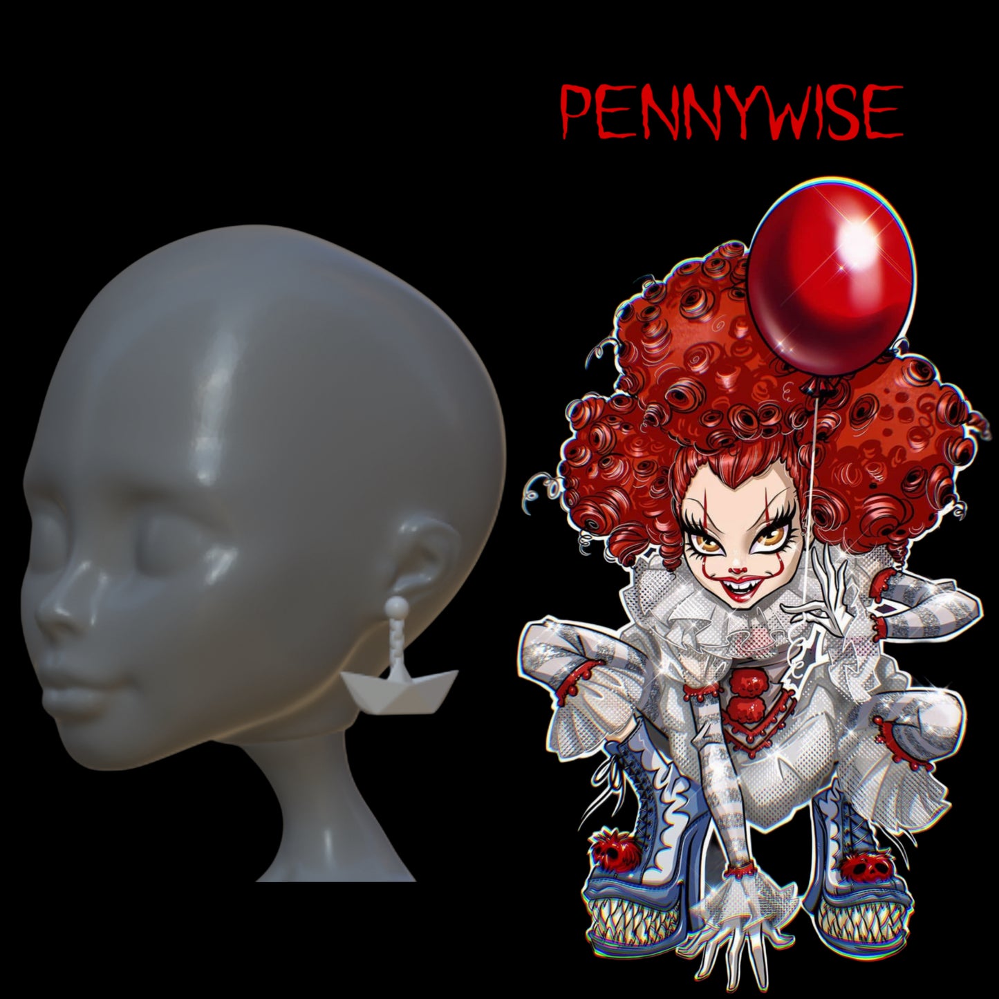 Skullector Pennywise Inspired Boat Earrings