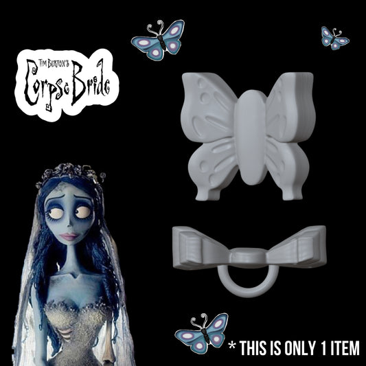 Skullector Corpse Bride Emily Inspired Butterfly Button