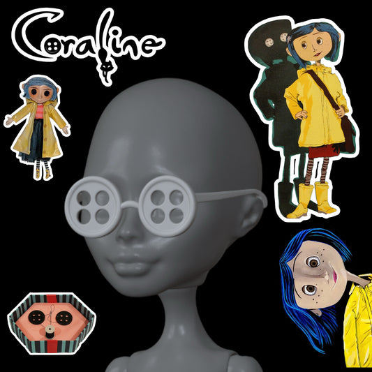 Skullector Inspired Coraline Button Glasses